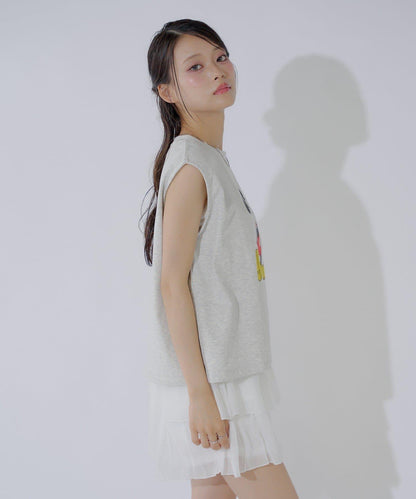 ミッキー圖案無袖法式T恤