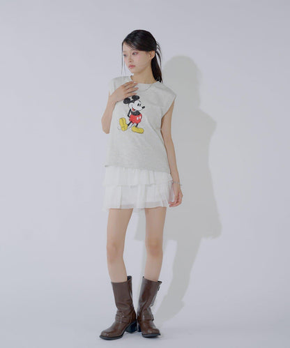 ミッキー圖案無袖法式T恤