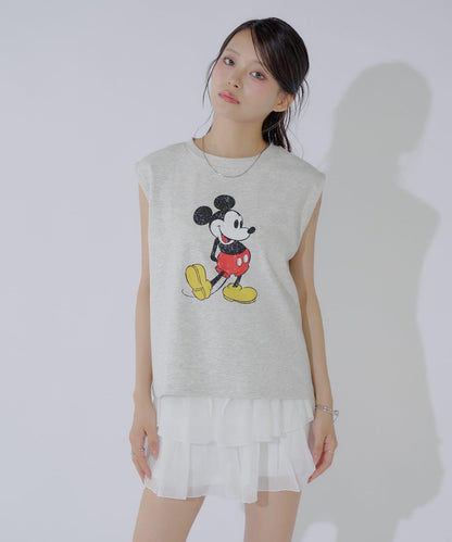ミッキー圖案無袖法式T恤