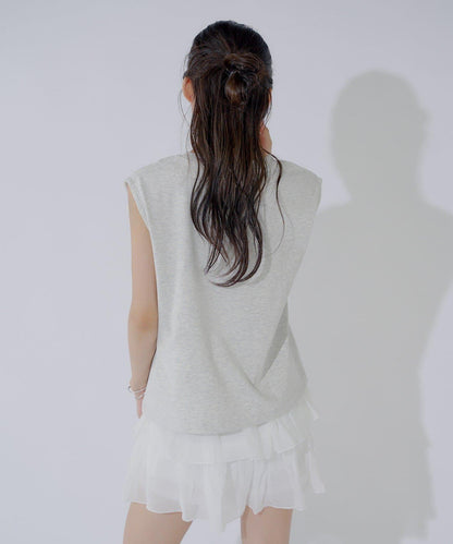 ミッキー圖案無袖法式T恤