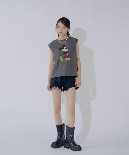 ミッキー圖案無袖法式T恤