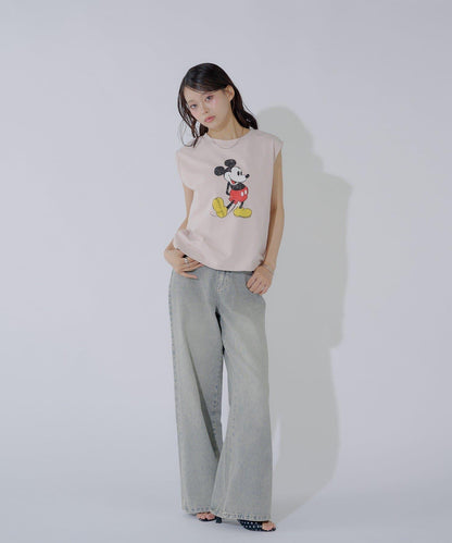 ミッキー圖案無袖法式T恤