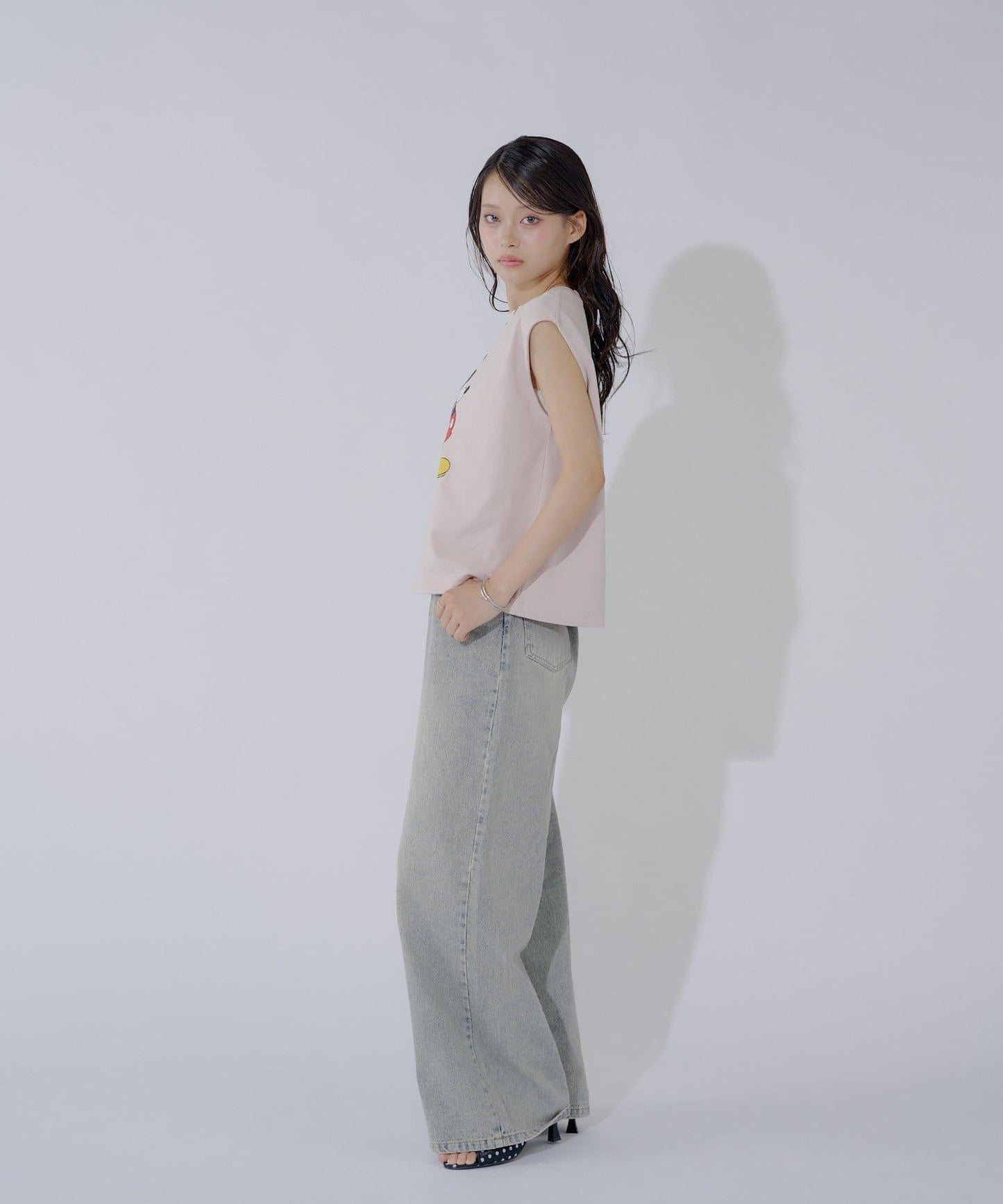 ミッキー圖案無袖法式T恤