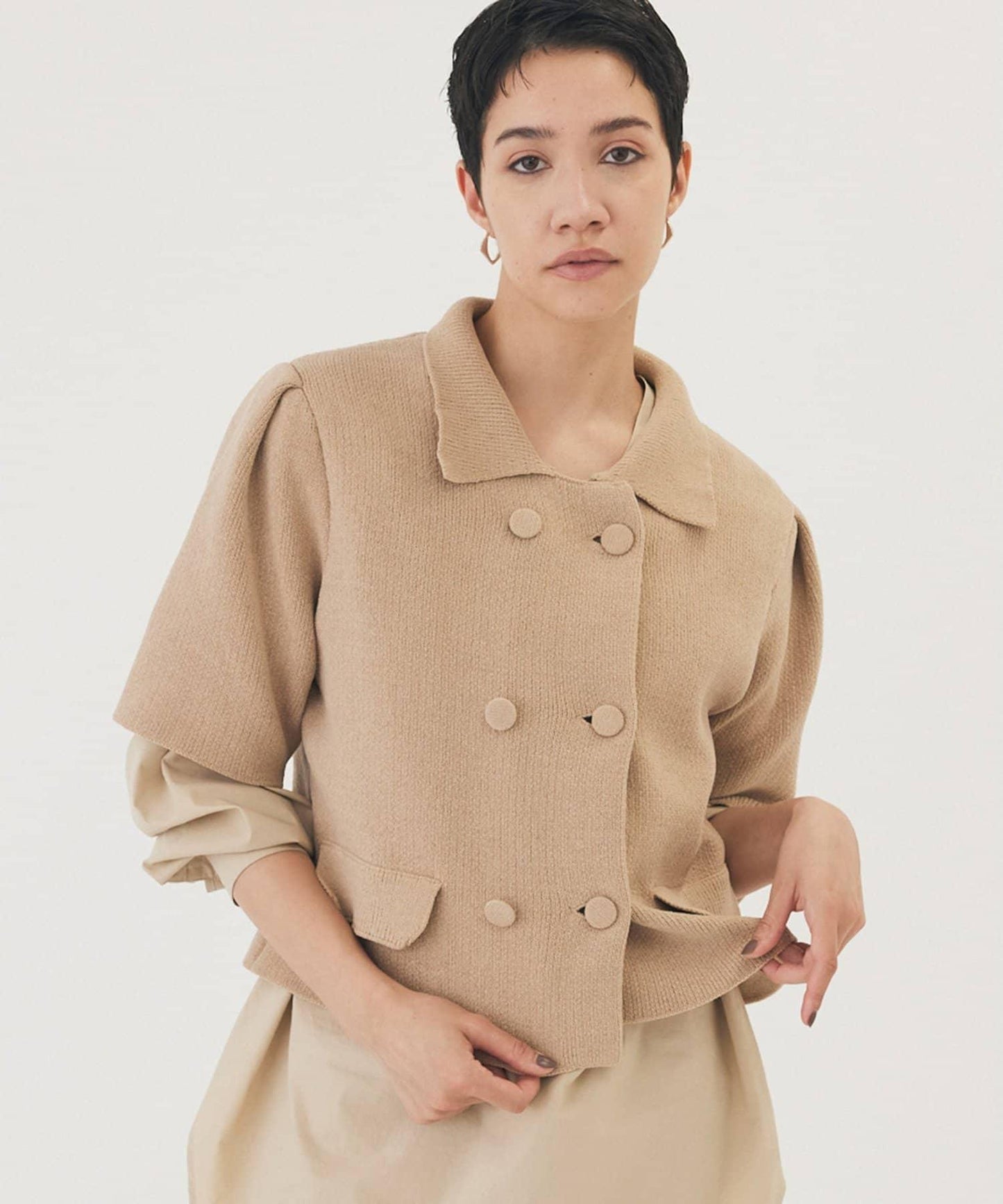 【THE PAUSE】天鵝絨針織短款開衫