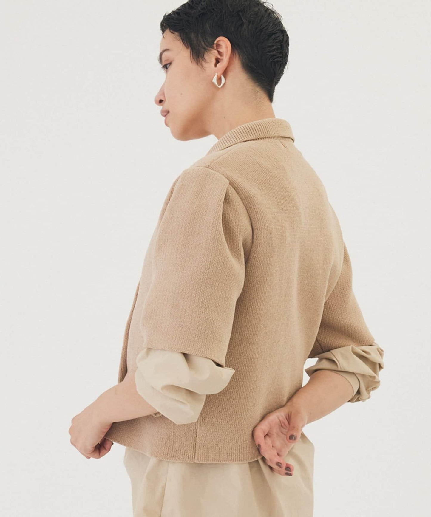 【THE PAUSE】天鵝絨針織短款開衫