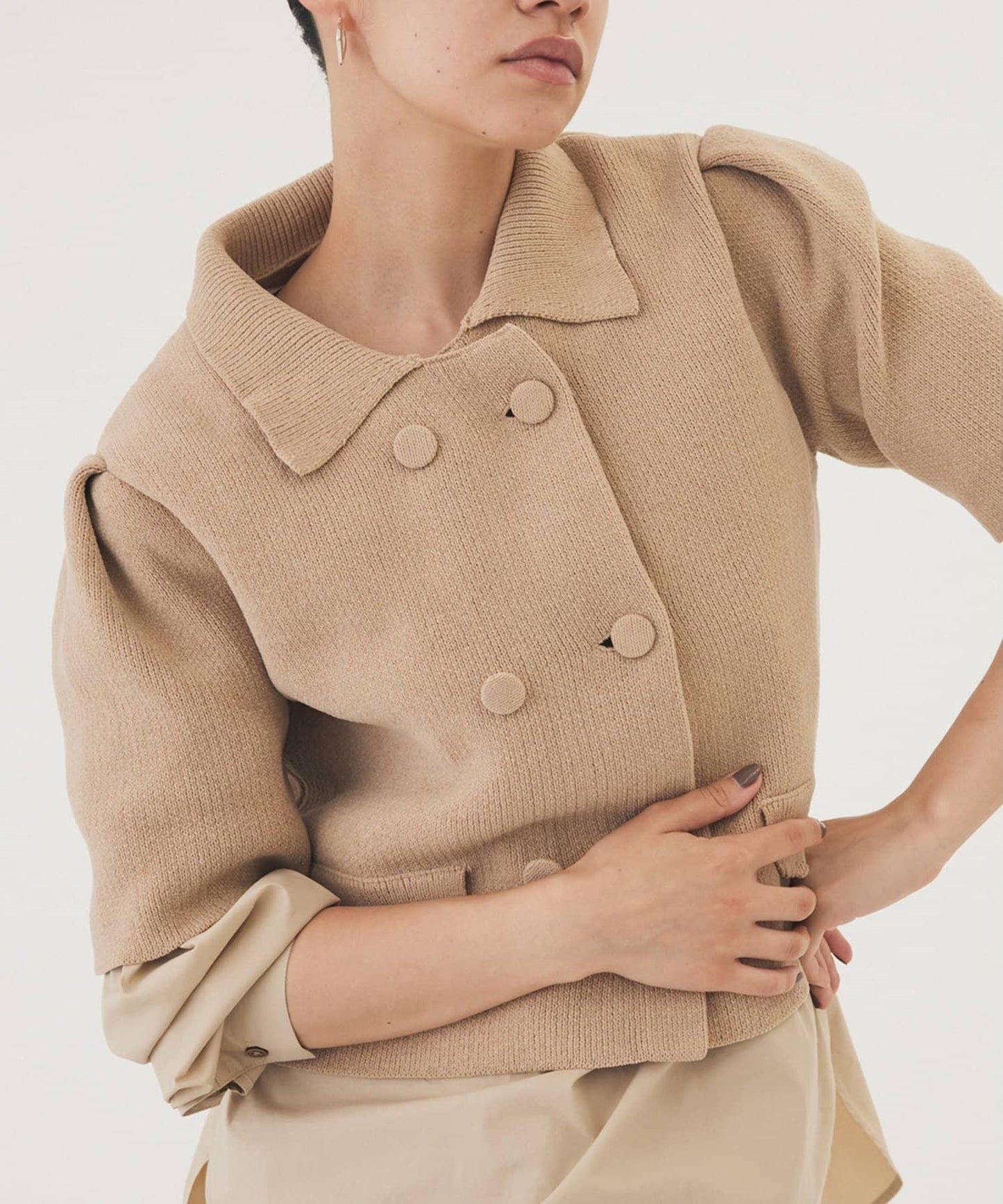 【THE PAUSE】天鵝絨針織短款開衫