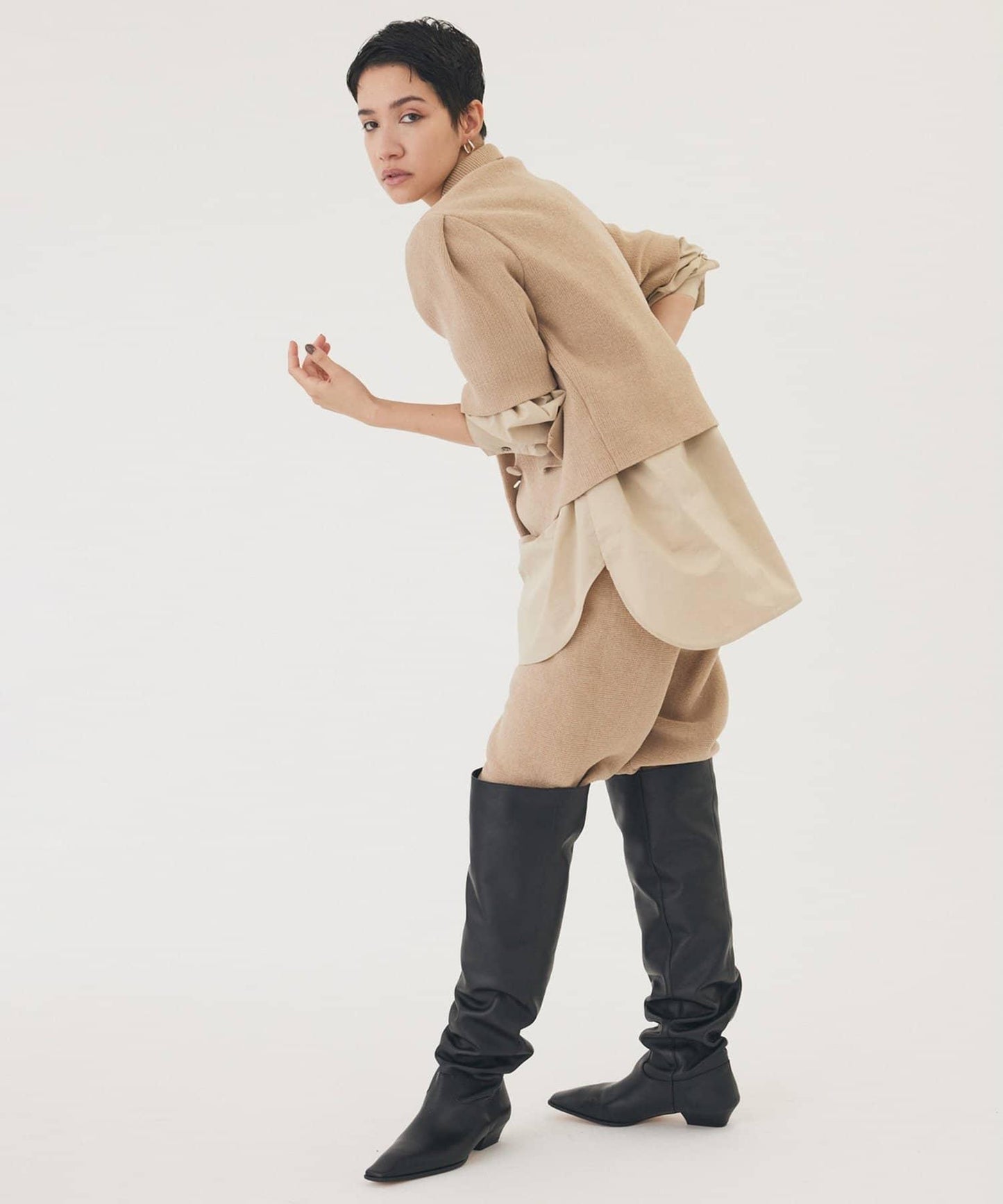 【THE PAUSE】天鵝絨針織短款開衫