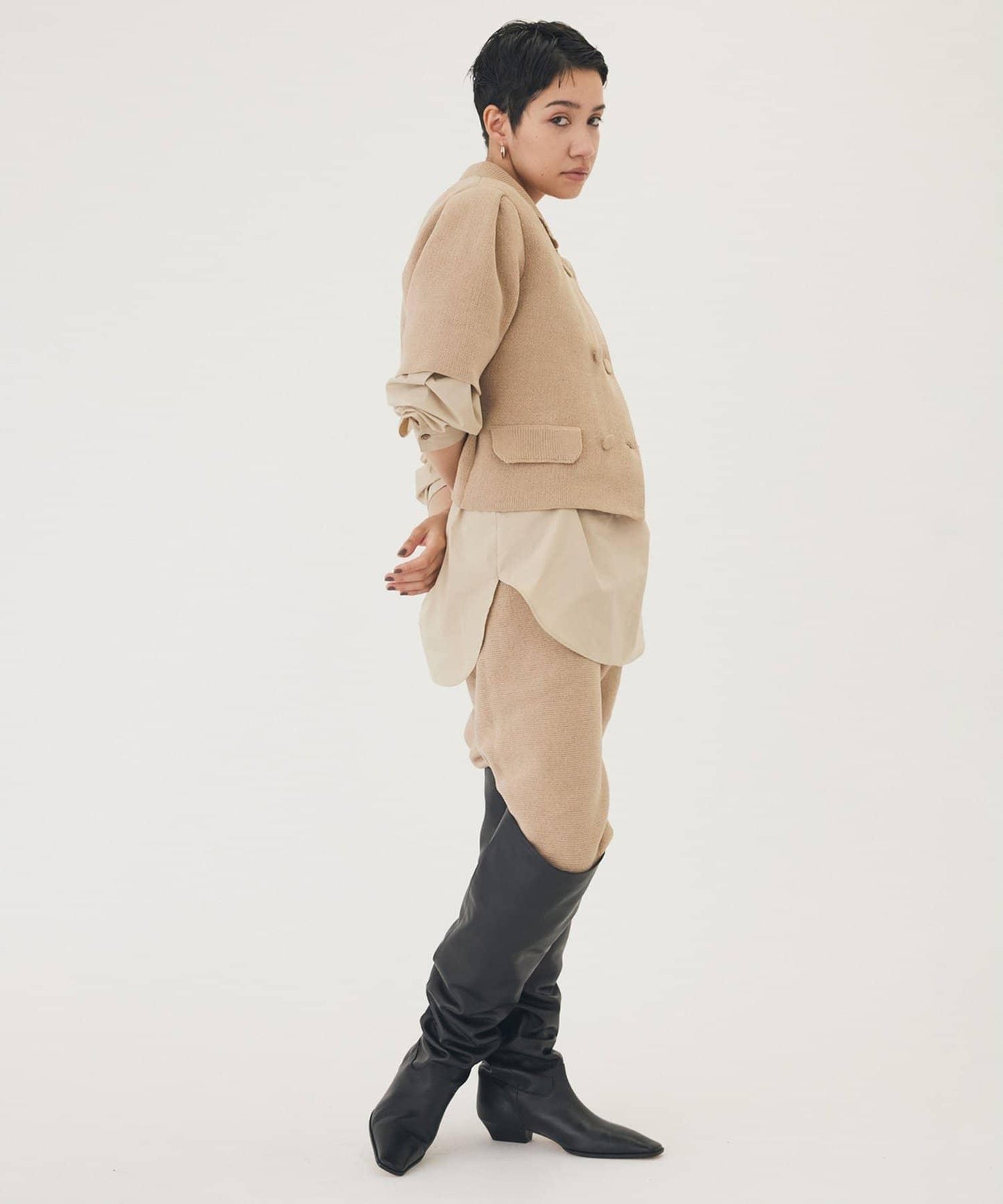 【THE PAUSE】天鵝絨針織短款開衫