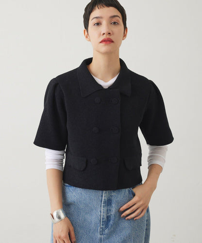 【THE PAUSE】天鵝絨針織短款開衫