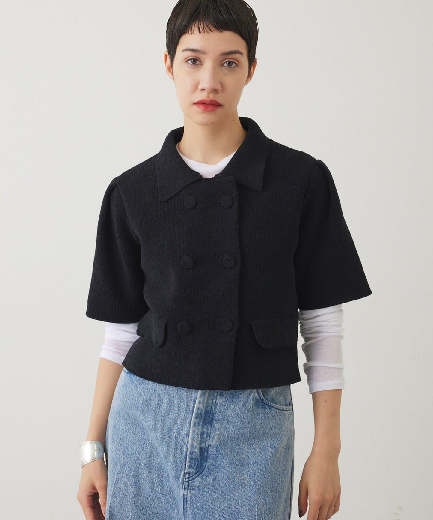 【THE PAUSE】天鵝絨針織短款開衫