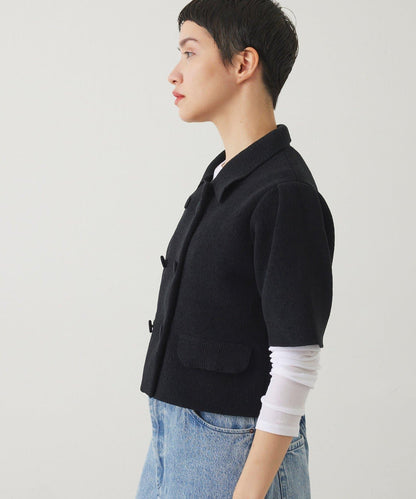 【THE PAUSE】天鵝絨針織短款開衫