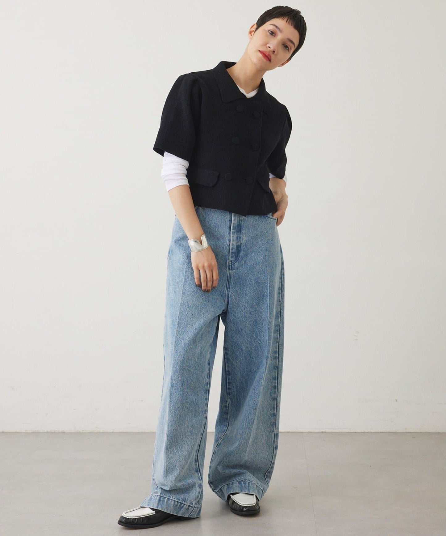 【THE PAUSE】天鵝絨針織短款開衫