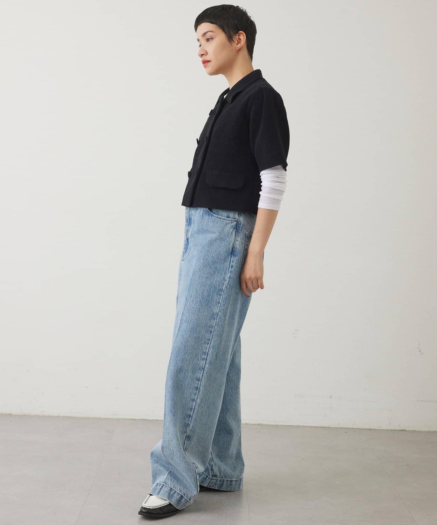 【THE PAUSE】天鵝絨針織短款開衫