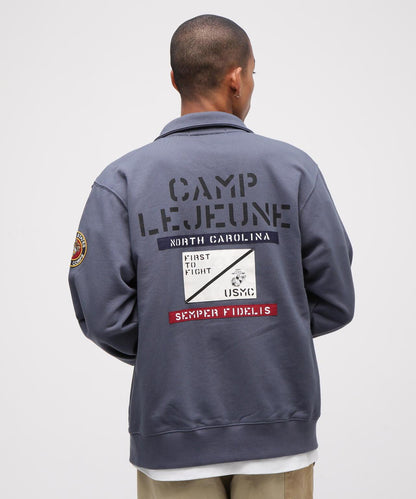 《直営店限定》CAMP LEJEUNE拼接貼布立領拉鍊衛衣