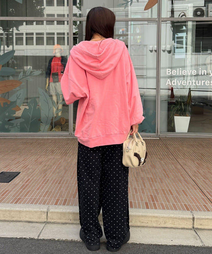 水洗刺繡雙拉鍊連帽衛衣
