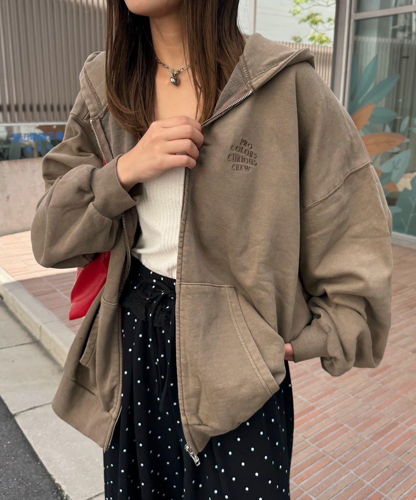 水洗刺繡雙拉鍊連帽衛衣
