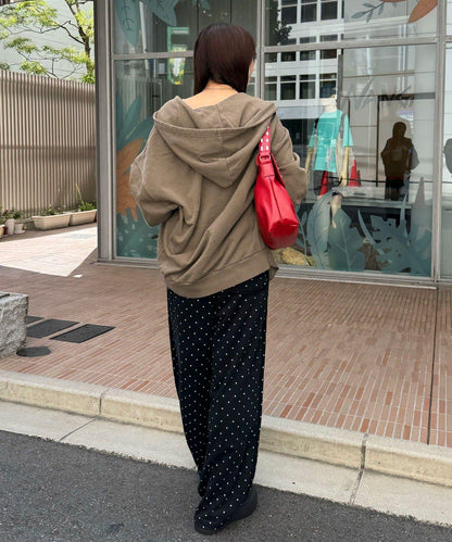 水洗刺繡雙拉鍊連帽衛衣