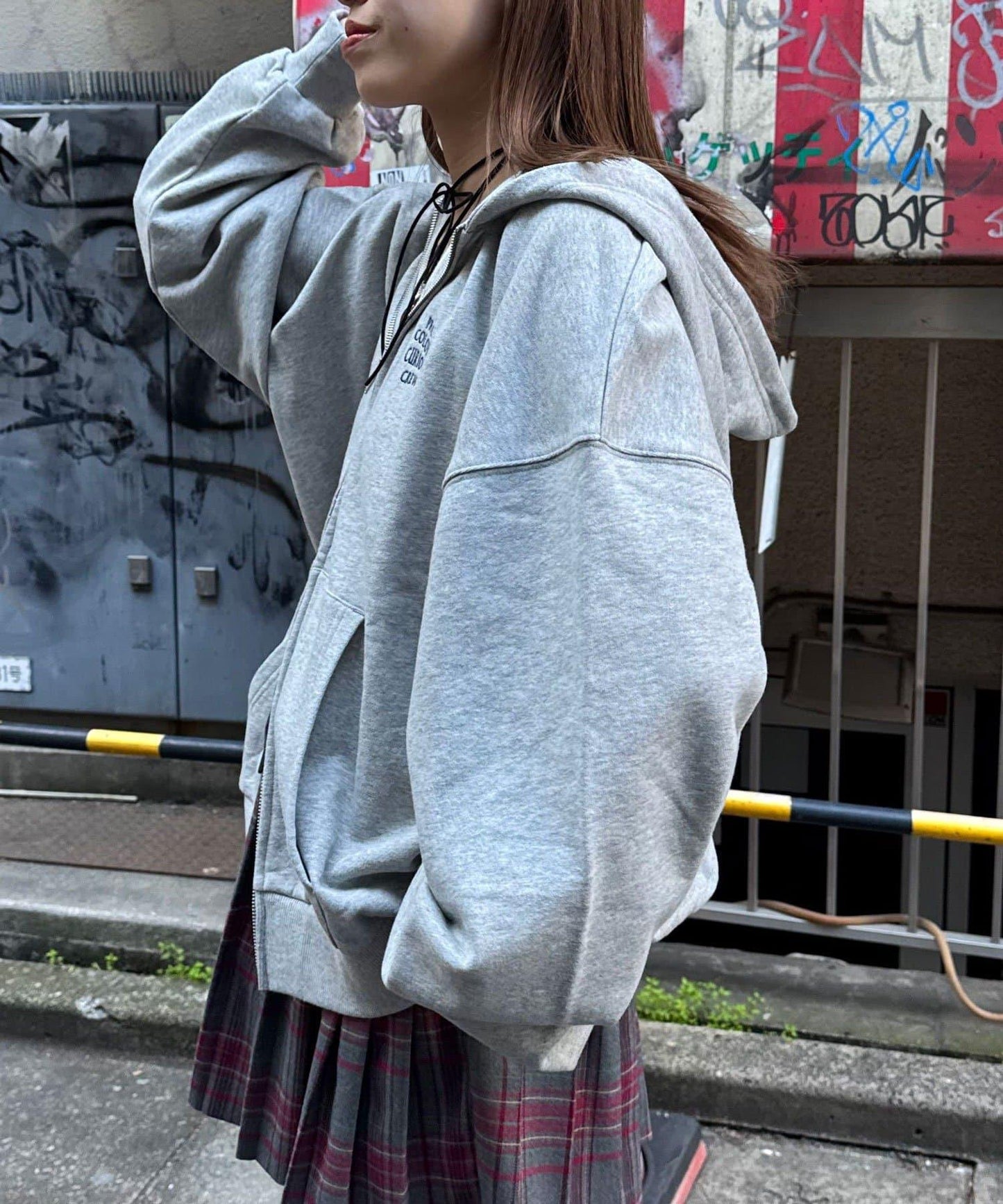 水洗刺繡雙拉鍊連帽衛衣