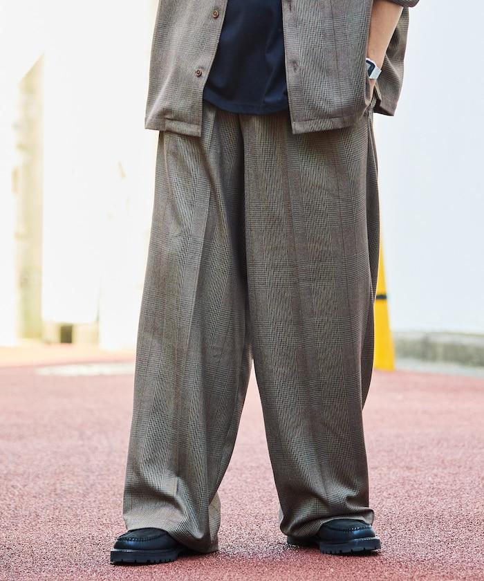 寬鬆直筒一褶西裝長褲