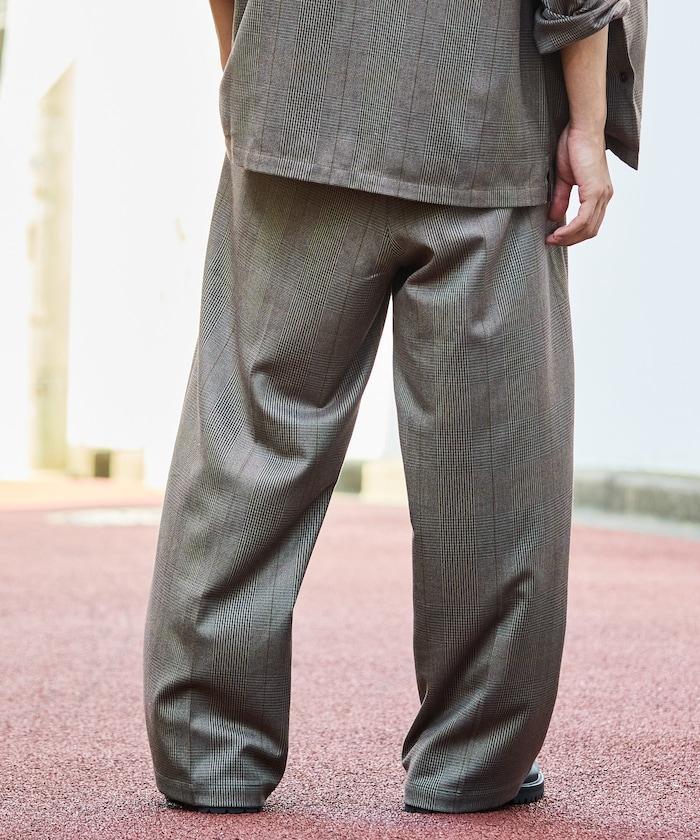 寬鬆直筒一褶西裝長褲