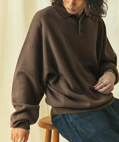 寬鬆版型 休閒風 針織衫質感 POLO領毛衣