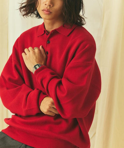 寬鬆版型 休閒風 針織衫質感 POLO領毛衣