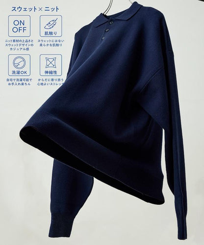 寬鬆版型 休閒風 針織衫質感 POLO領毛衣