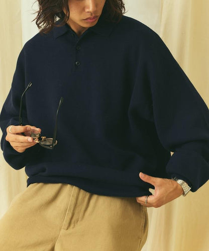 寬鬆版型 休閒風 針織衫質感 POLO領毛衣