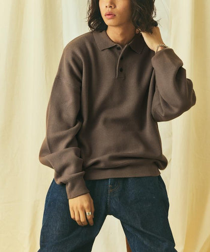 寬鬆版型 休閒風 針織衫質感 POLO領毛衣