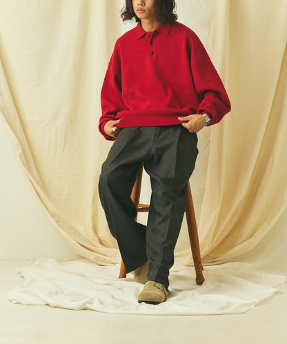 寬鬆版型 休閒風 針織衫質感 POLO領毛衣