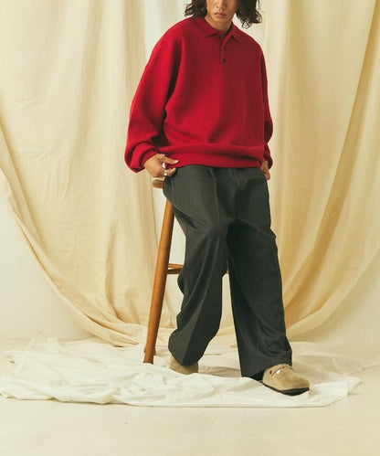 寬鬆版型 休閒風 針織衫質感 POLO領毛衣