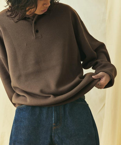 寬鬆版型 休閒風 針織衫質感 POLO領毛衣