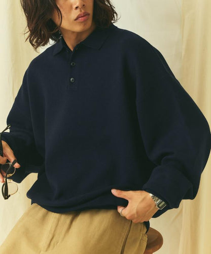 寬鬆版型 休閒風 針織衫質感 POLO領毛衣