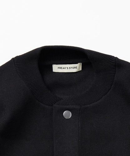 寬鬆版型 休閒風針織衛衣風圓領按扣開衫