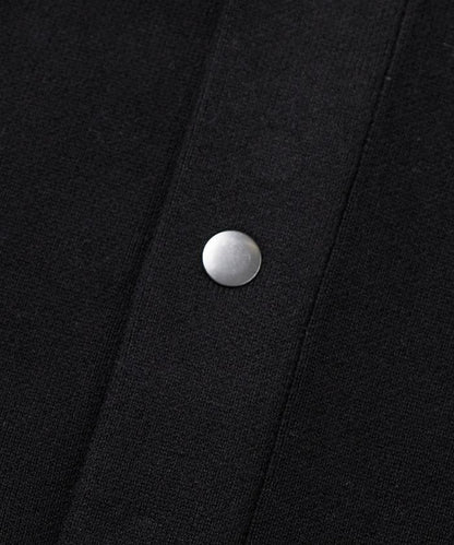 寬鬆版型 休閒風針織衛衣風圓領按扣開衫