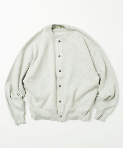 寬鬆版型 休閒風針織衛衣風圓領按扣開衫