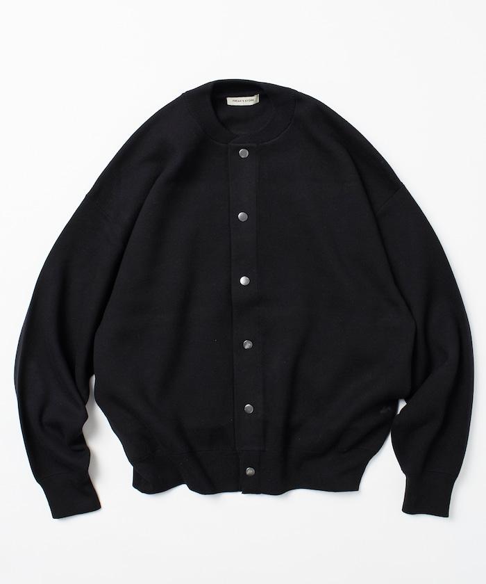 寬鬆版型 休閒風針織衛衣風圓領按扣開衫