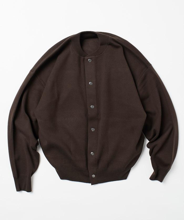 寬鬆版型 休閒風針織衛衣風圓領按扣開衫