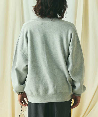 寬鬆版型 休閒風針織衛衣風圓領按扣開衫