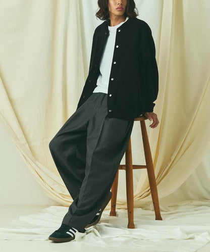 寬鬆版型 休閒風針織衛衣風圓領按扣開衫