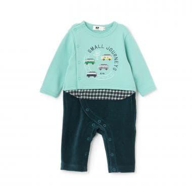 汽車刺繡衛衣布拼接燈芯絨連體衣