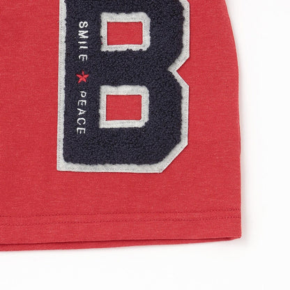 毛圈繡貼布七分袖T恤