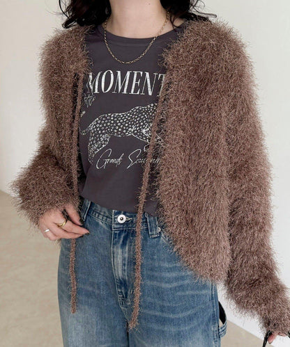 聚酯羽毛針織短外套