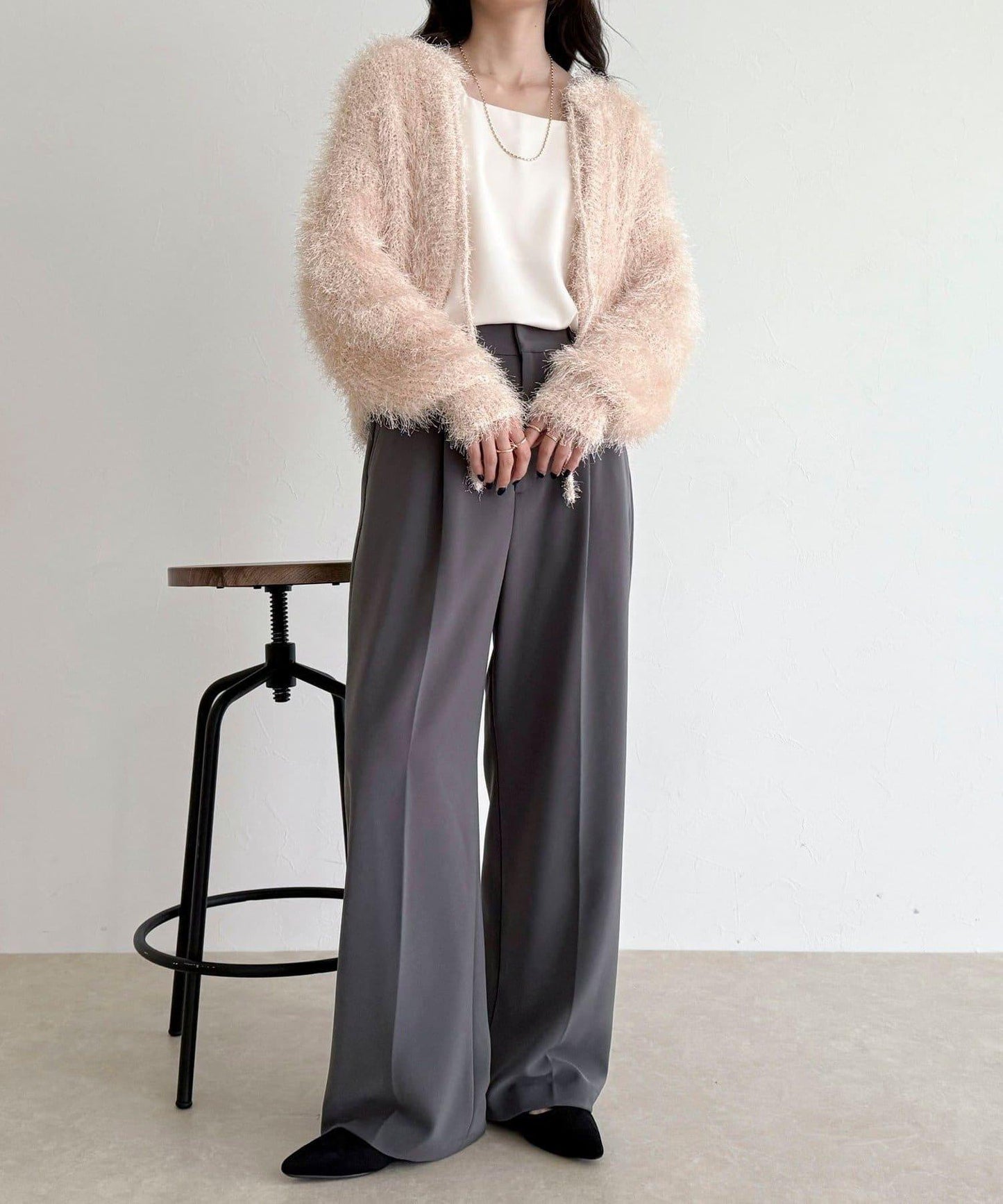 聚酯羽毛針織短外套