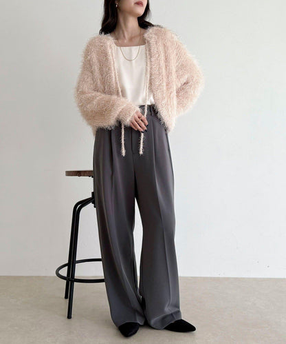 聚酯羽毛針織短外套