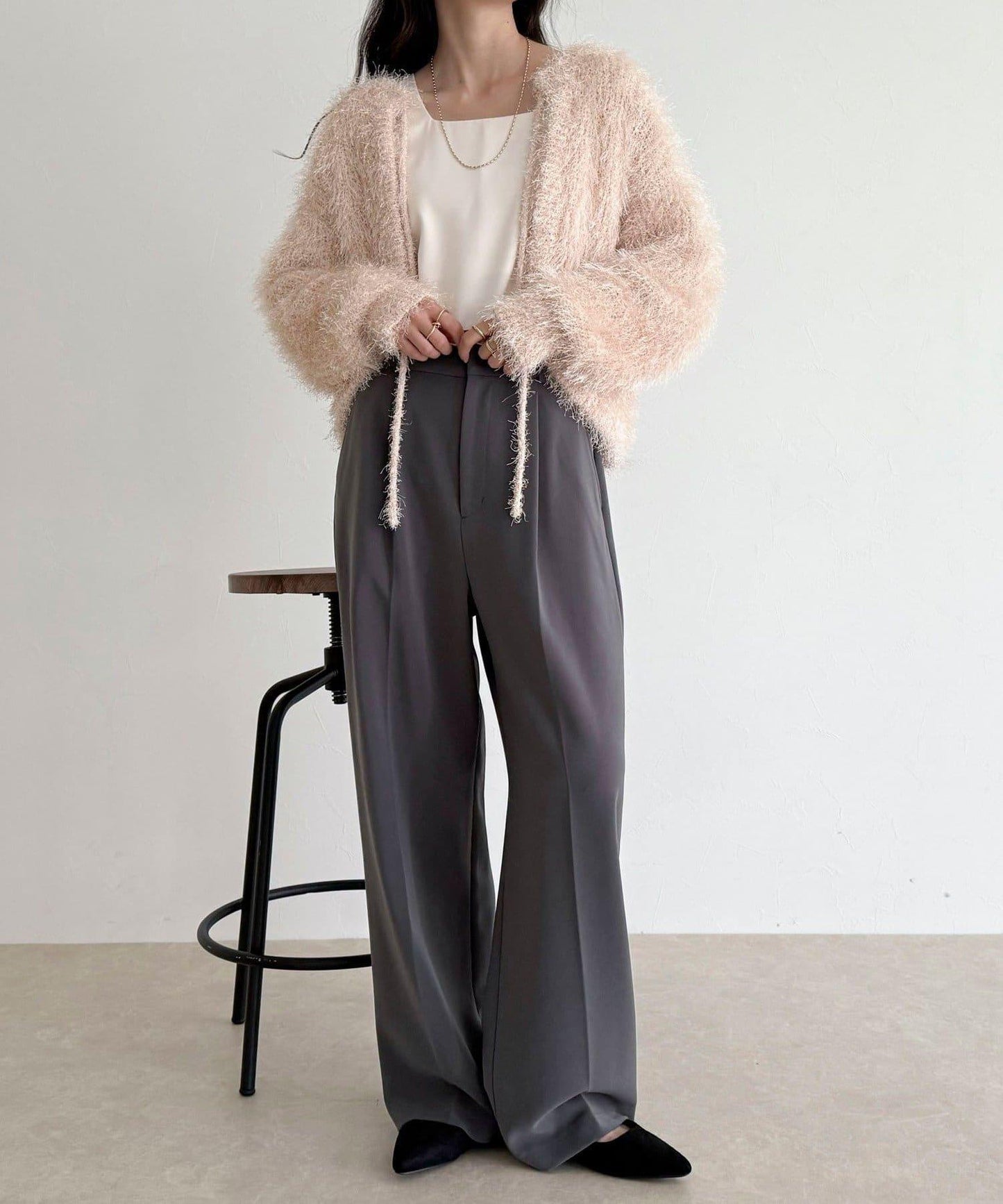 聚酯羽毛針織短外套