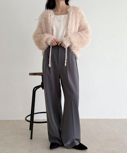 聚酯羽毛針織短外套