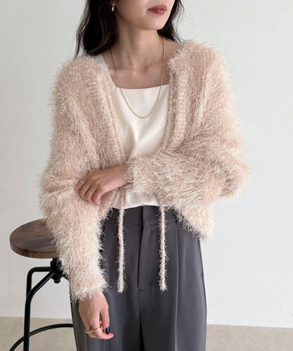 聚酯羽毛針織短外套