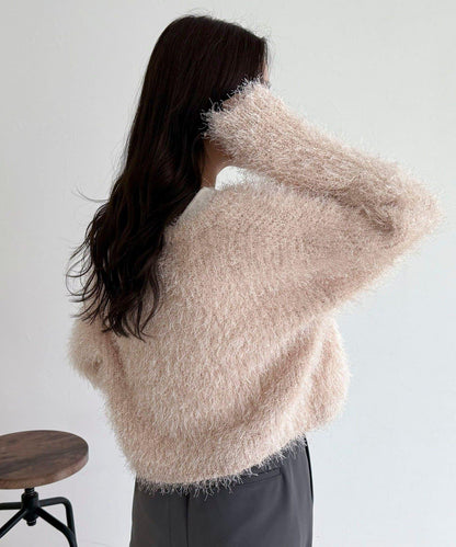 聚酯羽毛針織短外套