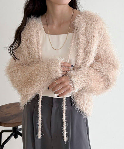 聚酯羽毛針織短外套